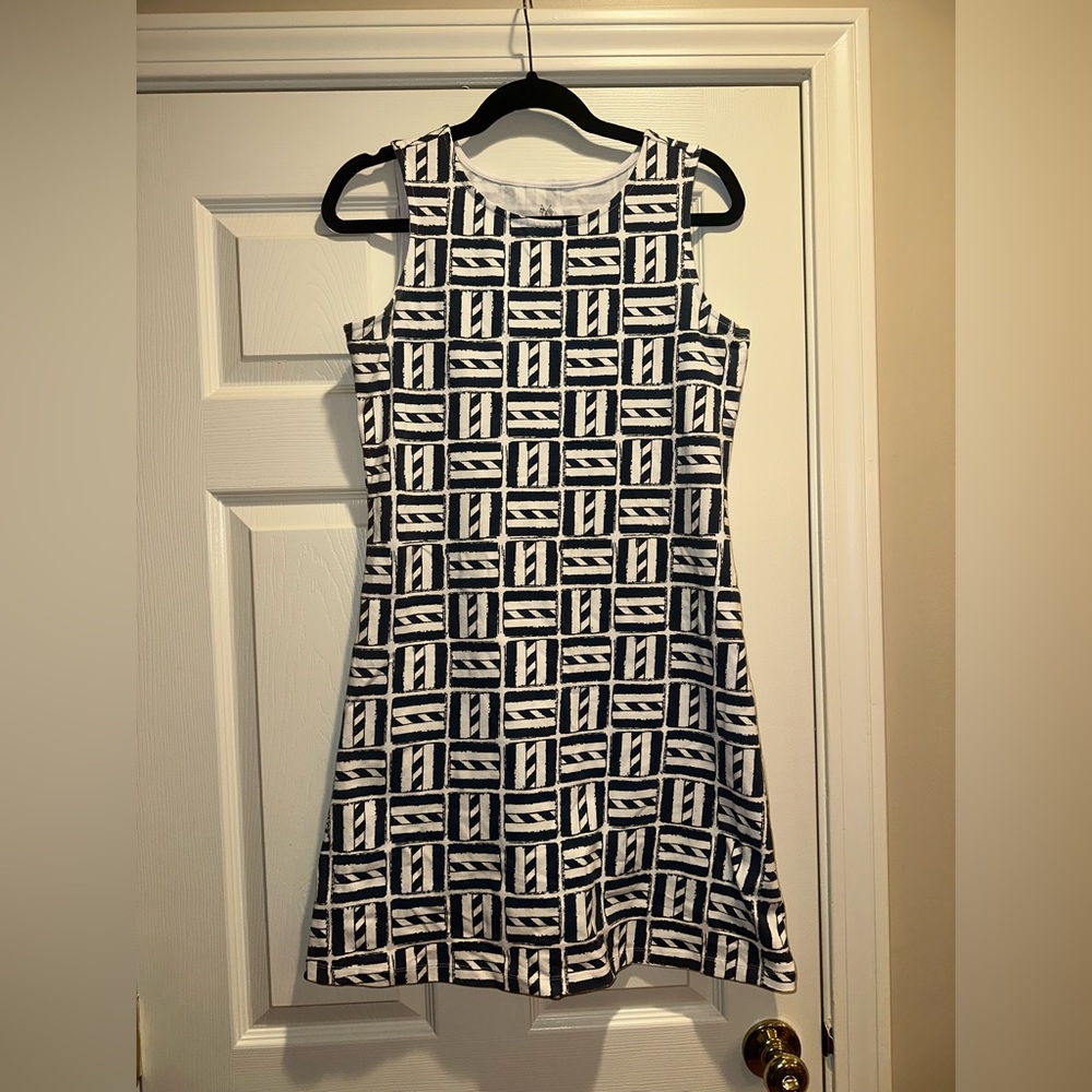 Mahi Gold Navy and White Dress